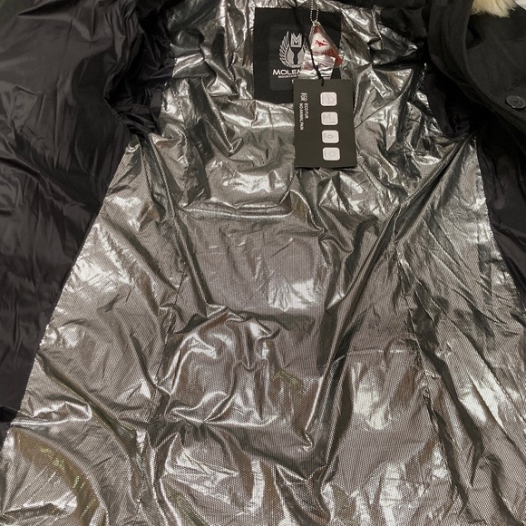 Women's Black Puffer Jacket with Faux Fur Hood - Picture 6 of 10